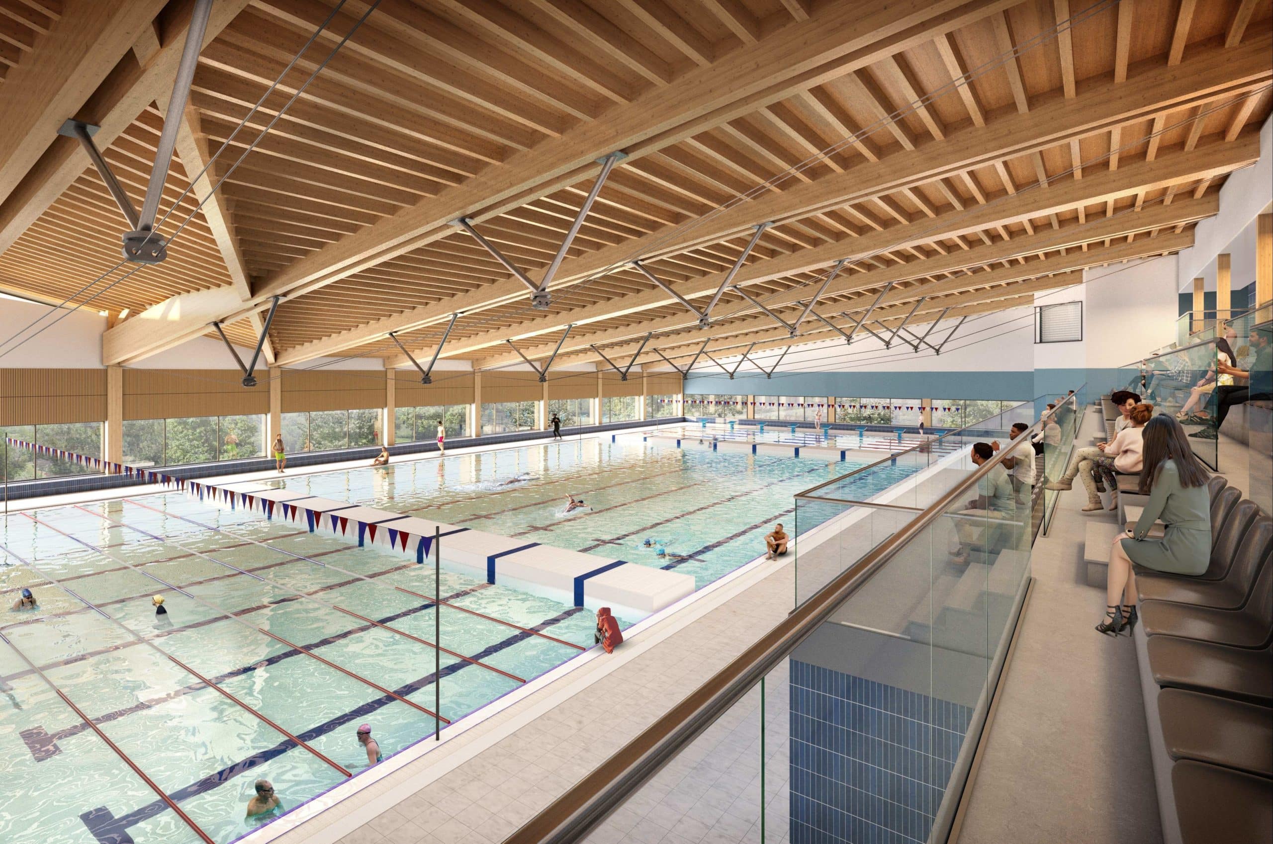 CGI of an indoor swimming pool at Gurnell Leisure Centre